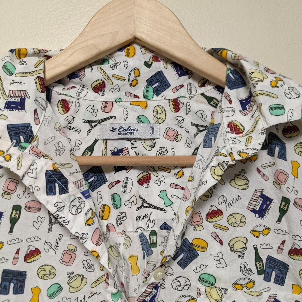 Colin’s Paris Print Button-Up Shirt – Size Small – Regular Fit - Picture 3 of 5